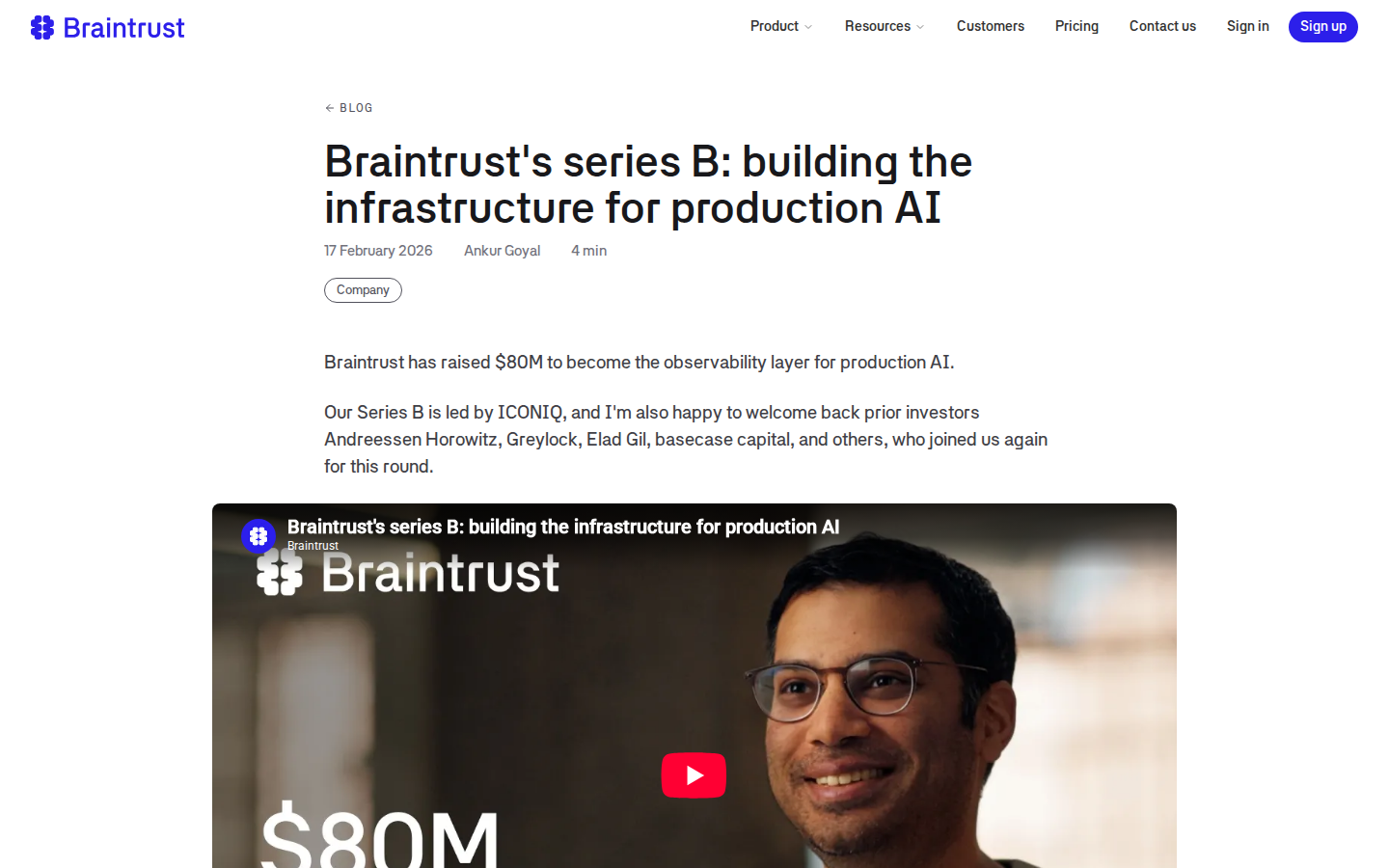 Series B 官方博文：$80M、ICONIQ 领投、点名 Notion/Replit/Cloudflare/Ramp/Dropbox，取证 2026-10-21